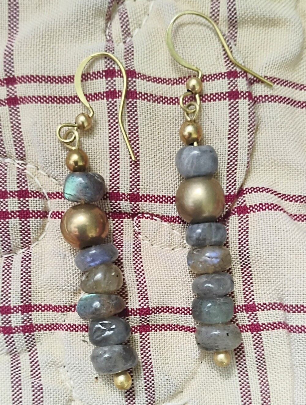 Handmade Labradorite Stack Earrings - Picture 3 of 5